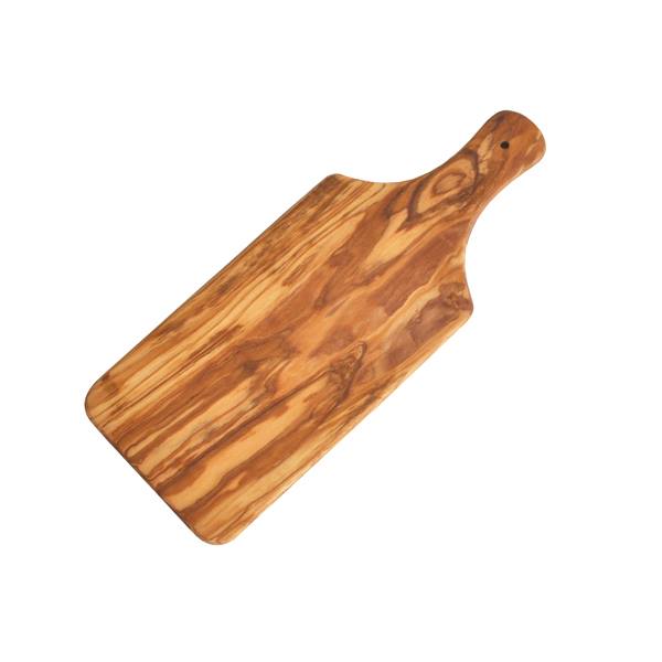 Solid Olive Wood Board for Presentation Cutting Serving With Hole Handle 